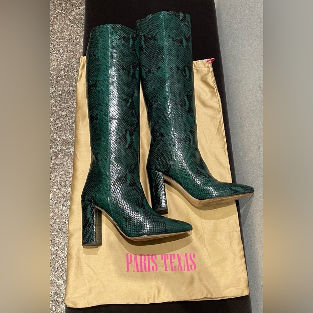 Paris Texas Python-Embossed Leather Knee-High Boo… - image 2